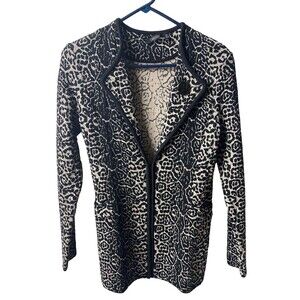 Carlisle Womens Knit Jacket Black Small Leopard Print Sleeved Mob Wife